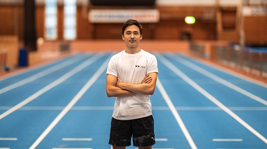 Portrtt p friidrottaren Gabriel Wallmark.